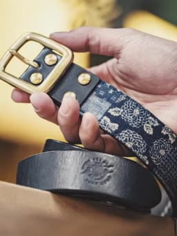Maden New Cowhide Material Ancient Cloth Printed Vegetable Tanned Belt Boro Style Cowhide Pin Buckle Retro Belt for Men