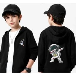 Dabbing Astronaut Jacket Boys Cotton Zipper Hooded Thin Coat Sports Spring Autumn Casual Cardigan Outerwear