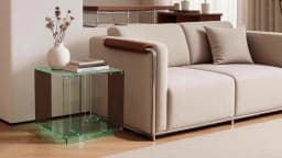 Green-Tinted Acrylic End Table Stand Bedside Nightstand with Open Shelf for Bedroom Living Room Side Table