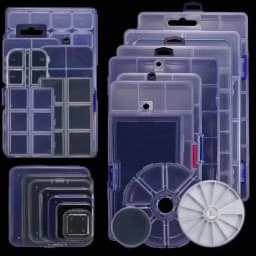 Rectangle Round Square Transparent Plastic Carrying Case For Bead Compartment Adjustable Container Jewelry Storage Box Wholesale