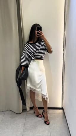 Tossy White Lace Patchwork Long Skirt For Women Slim High Waist Elegant Commute Printed Party Looks Clothes Female Maxi Skirts