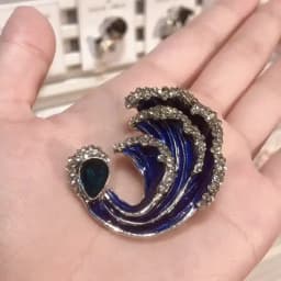 Luxury Shiny Rhinestone Blue Ocean Wave Brooches For Women High Quality Crystal Brooch Pin Accessories Party Office Jewelry Gift
