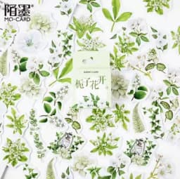 46pcs Gardenia Blossom Mini Paper Diary Stickers Pack for DIY Scrapbooking Decoration Labels Floral Theme