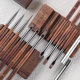 1 Pcs 6 Grids Sandalwood Nail Brush Rack Shelf Painting Pen Rest Holder Stand Wood UV Gel Brush Display Holder Wholesale