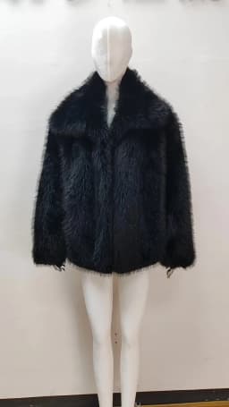 Lautaro Winter Cool Oversized Casual Soft Thick Warm Black Hariy Shaggy Faux Fur Coat Women Turn-down Collar Fluffy Jacket 2023
