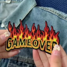 Flame Letters Stickers Iron On Patches For Clothing Thermoadhesive Patches Punk Skull Embroidered Patches On Clothes Badges DIY