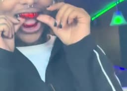 TOPGRILLZ Red Mirror Hip Hop Grillz Set 2Pcs 8 Teeth Top Bottom Grills Y2K Party Cosplay Teeth Halloween Jewelry Men Women