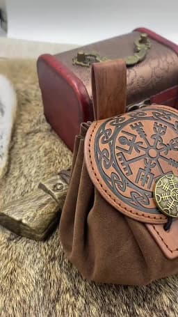 Steampunk Medieval Punk Style Fanny Packs for Men Pu Leather Coin Purse Hangable Belt Waist Bag Drawstring Hip Belt Bag Cosplay