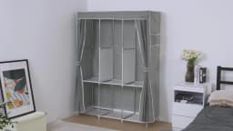 Closet Wardrobe Organizer Storage Rack Portable Clothes Shoe Clothing Shelf Dustproof Non-woven Fabric Quick and Easy to Assembl