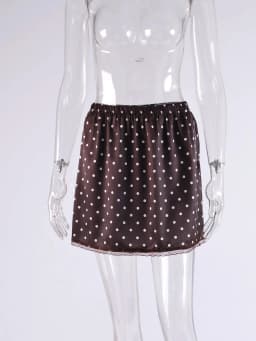 Linad Street Chic Polka Dot Lace Skirts Spriing Vintage Satin Mini Skirt 2026 Fashion High Waist A Line Short Skirts For Woman