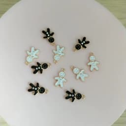 10pcs 11*17mm Enamel Gingerbread Man Charms Pendants for Necklaces Earrings DIY Cartoon Crystal Charms Jewelry Handmade Crafting