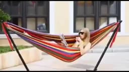 Hammock Leisure Durable Single Travel Swing Chair Hanging Bed Casual Hammocks for Patio Garden Backyard Outdoor Indoor with Bag