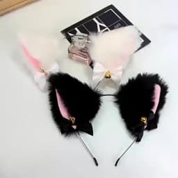 1/2PCS Plush Cat Ears Headband with Jingle Bells - Soft, Furry Cosplay Accessory for Halloween, Anime Parties & Photo Shoots.