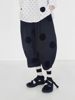 IMAKOKONI original design black polka dot thin style wide leg pants summer casual loose women's pants nine points pants
