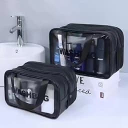Fashion Portable Large Capacity Makeup Bag; Double Layer Frosted Dry Wet Separation Wash Bag; Multifunctional Travel Storage Bag