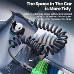 NNBILI 1-2PCS 120W Car USBA to USB C Fast Charging For Samsung S26 Xiaomi Huawei USBC To USB C Spring Cable For iPhone 18 17