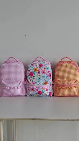 Gingham Ruffle Girls Backpack With Pencil Holder Sleeves Multi-pocket Large Capacity For Teens Back To School Travel Daypack