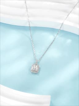 MODIAN 1CT D Color Emerald Cut Moissanite Halo Necklace 925 Sterling Silver Rectangle Wedding Pendant Necklace For Women Jewelry