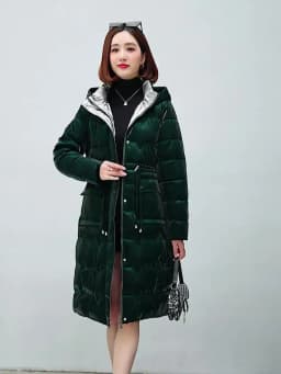 Thick Women's Windproof Long Mother's Down Cotton Coat Women's 2026 Winter Fashion Warm Slim Waist Wrapped Parka Hooded Lace-Up