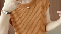 2024 New One Word Neck Ice Silk Knitted Short Sleeve Women's Summer Thin Wear Versatile T-shirt Top Loose Half Sleeve