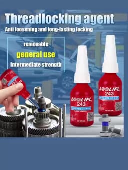 LOOLIFL Blue Thread Locker 243 Nuts-Bolts Locker, Screw Adhesive Lock Tight Seal Fasteners Anaerobic Curing Metal Glue,Rustproof