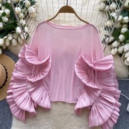Chic Blouses for Women's Temperament Lady Tops Ruffles Gauze Loose Shirts 2025 Blusas Mujer De Moda Folds Korean Summer Blouse