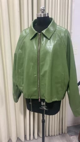 Lautaro Spring Autumn Green Short Pu Leather Jacket Women with Zipper Luxury Designer Clothes Loose Casual Korean Fashion 2026