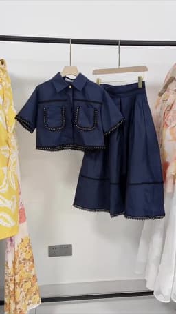 GALCAUR Elegant Two Piece Sets For Women Lapel Short Sleeve Tops High Waist A Line Pleated Skirts Solid Set Female Summer 2023