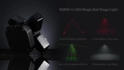 DayFlicker 120W RGBW 4-Arm Beam Magic Ball Stage Light - Remote, Sound-Activated DMX512 Master/Slave Modes for Club Bar Party