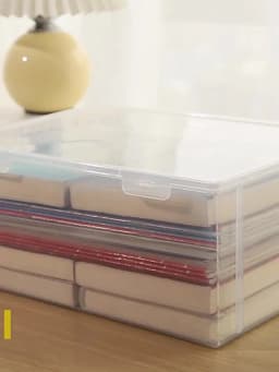 Plastic Storage Box For Office Large Capacity Transparent Paper Storage Case Desktop Storage Organization Document Box