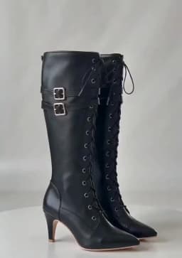 Mid-Length Boots for Women, 2026 Spring and Autumn New Lace-Up Boots, Women's Pointed Toe Stiletto High Heels, Designer Luxury Oversized Size 47, Direct Sales from the Manufacturer