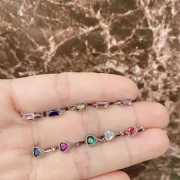 Huggies Earrings Purple white Green Blue Red Square Heart Silver Color Small Hoop Earrings for Women Girls Wedding Jewelry
