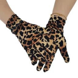 D0UB Unisex Leopard Pattern Gloves Breathable Polyester Cold Weather Essential Club Handwear