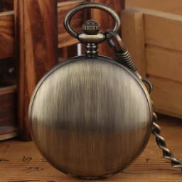 Bronze Automatic Mechanical Pocket Watch with Luminous Green Roman Numerals Dial 30cm Fob Chain Retro Pocket Timepiece Gift