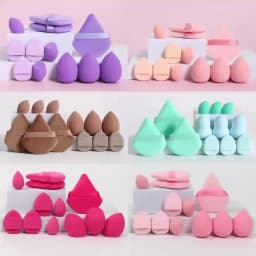 12-Piece All-Purpose Makeup Sponge Set, Made of 3 Loose Powder Puffs, 3 Mini Air Cushion Puffs, 3 Beauty Eggs and 3 Mini Beauty