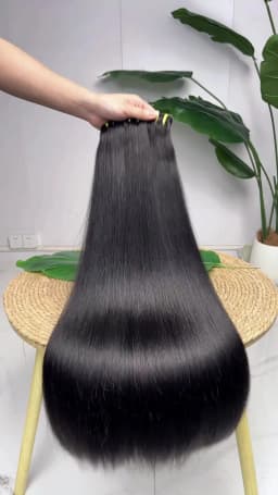 Super Double Drawn Bundles Bone Straight Human Hair Double Weft Unprocessed Raw Virgin Hair Weave Extensions #1B Natural Color