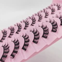 10 Pairs Russian Strip Lashes D Curl Fake Lashes Natural Look Fluffy Volume Wispy Russian Lashes 3D Effect Fake Eyelashes