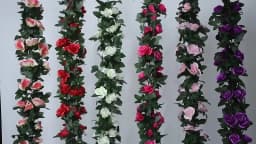 1/2PCS Silk Artificial Rose Vine Hanging Flowers Wall Festival Rattan Fake Plant Leaves Garland Romantic Wedding Home Decoration