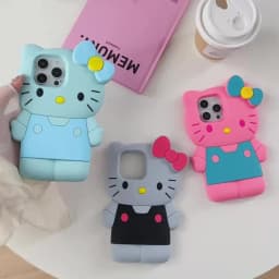 Sanrio Hello Kitty 3D Cartoon Bow Phone Case For iPhone 17 16 15 14 13 12 Pro Max 11 Anti Fall So Cute Y2K Soft Silicone Cover