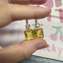 Huitan Simple Stylish Square Yellow Cubic Zirconia Hook Earrings Luxury Gold Color Women's Wedding Drop Earrings Fashion Jewelry