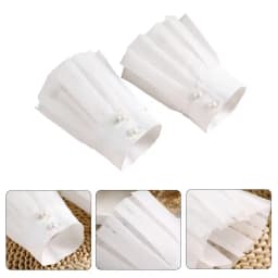 1 Pair Women Wrist Cuffs Solid Color Lace Pleated Horn Cuffs Detachable Shirt False Sleeves Detachable Sleeves For Women