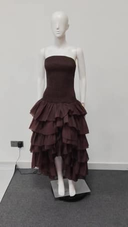 TWOTWINSTYLE Solid Irrgular Elegant Dresses for Women Strapless Sleeveless High Waist Slimming Split Long Dress Female Fashion
