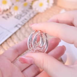 925 Sterling Silver Earrings Women Sparkling Triple-layer Oval Coil Hoop Earring For Anniversary Wedding Jewelry Gifts
