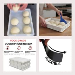 Plastic Pizza Dough Proofing Box 40x30cm Kit with 2 Dough Scraper Cutter - Stackable Fermentation Container for Homemade Pizza