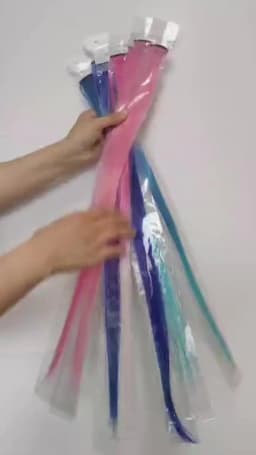 Colored Highlight 22 Inch Synthetic Hair Extensions Rainbow Long Straight Hairpieces for Women Kids Girls Purple Pink Blue