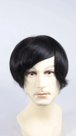 0.08-0.10MM Full Skin PU Toupee For Men V Loop Human Hair Men's Wigs #1B Men Capillary Prosthesis Hair Unit Replacement