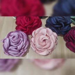 5Pcs 8CM Handmade DIY Large Satin Fabric Artificial Rose Flowers For Wedding Party Craft Home Decoration