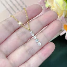 Lnkry 14k Gold Filled Chain Necklace Sparkling Five Stones Moissanite Pendant Necklace For Women Wedding Jewelry Gift