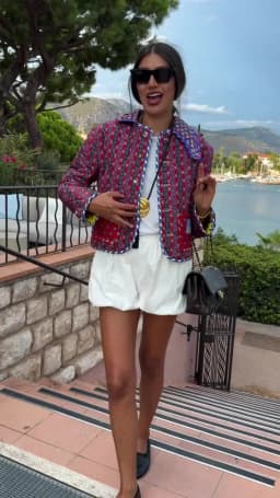 Reversible Jacket Retro Print Color Block Coat Woman Lapel Collar Top Striped Patch Pocket Outerwear Winter Autumn Clothes