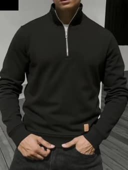 Autumn Men's Zipper Pullover Turtlenecks Warm Sweaters Solid Color Long Sleeved Fashion Male Casual Daily Sweatshirt Top